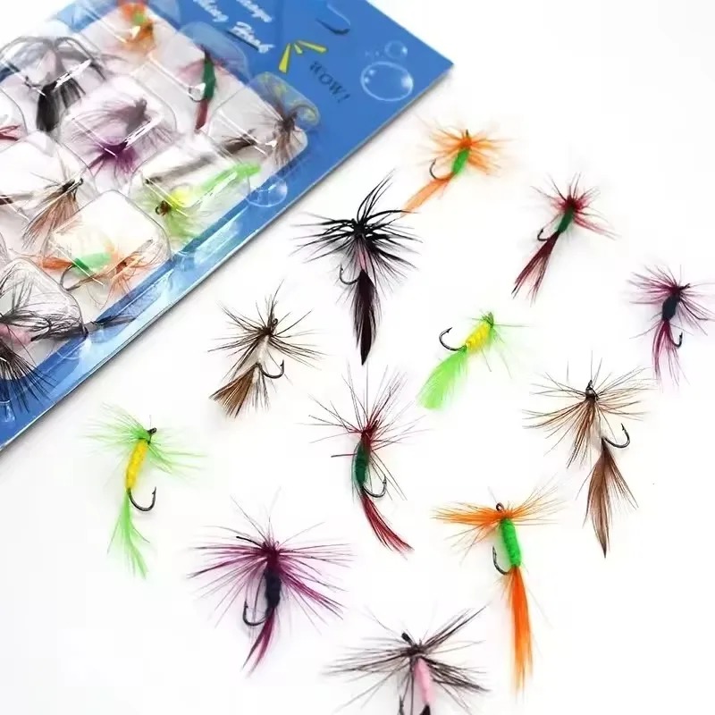 Trout Fishing Lure - 12pcs Natural Insects Flies Fishing Lures