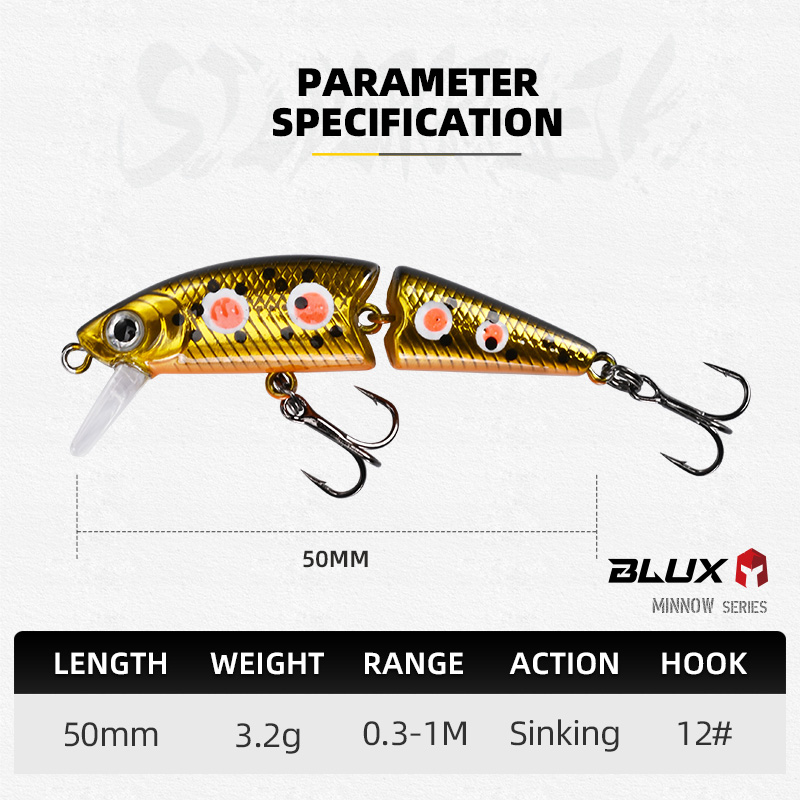 BLUX DR. Minnow Joint 50S Swim - Trout Fishing Lure reseña y precio