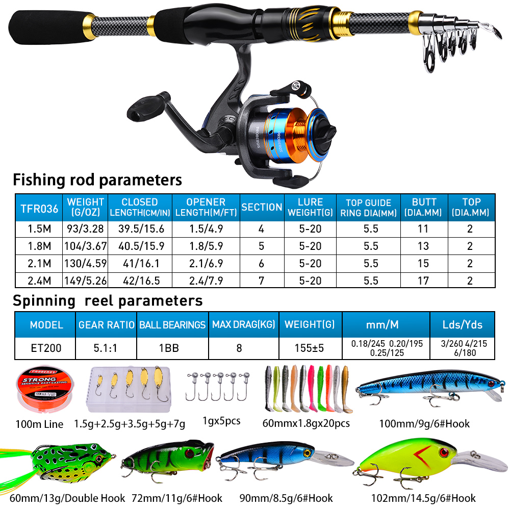PROBEROS 1.5m-2.4m Fishing Rod - Fishing Equipment Online reseña y precio