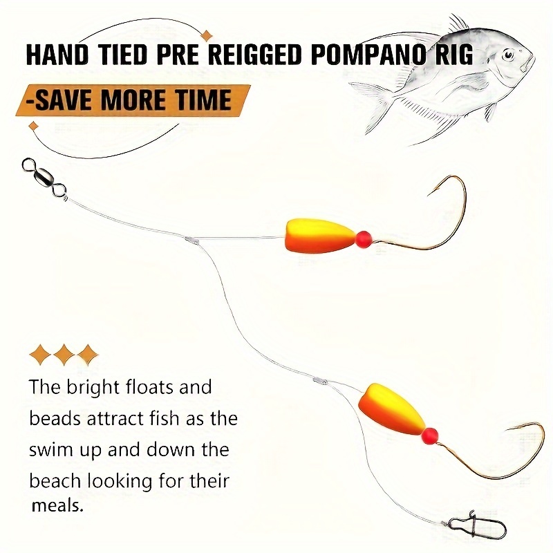 3pcs Pompano Rigs Surf Fishing - Snell Fishing Rig reseña y precio