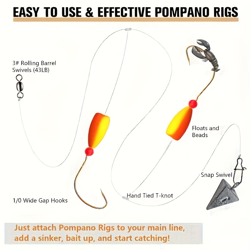 3pcs Pompano Rigs Surf Fishing - Snell Fishing Rig reseña y precio