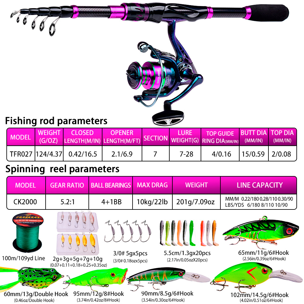 PROBEROS 2.1m Baitcasting/Spin - Fishing Equipment Online reseña y precio
